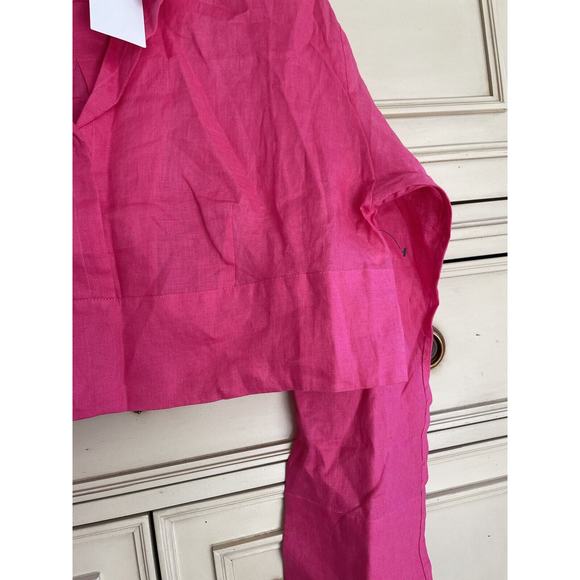 Equipment Beatrix Hot Pink Collared 100% Linen Shirt XL NWT $250 - Picture 8 of 11